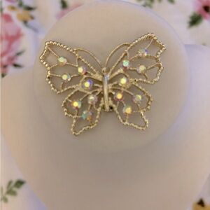 Beautifully made gold tone, jewel butterfly brooche
